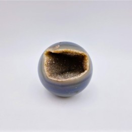 Sphère, boule d'agate et de cristaux de quartz